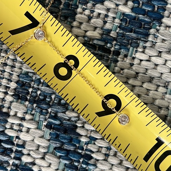 Gold lariat Y necklace CZ adjustable 18" 20" LA CN La Gem & Jewelry Design, Inc - Picture 6 of 10